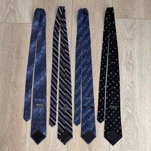 100% Silk Neck Ties, Blue Gray Silver Black, Kenneth Cole DKNY Alfani Van Heusen